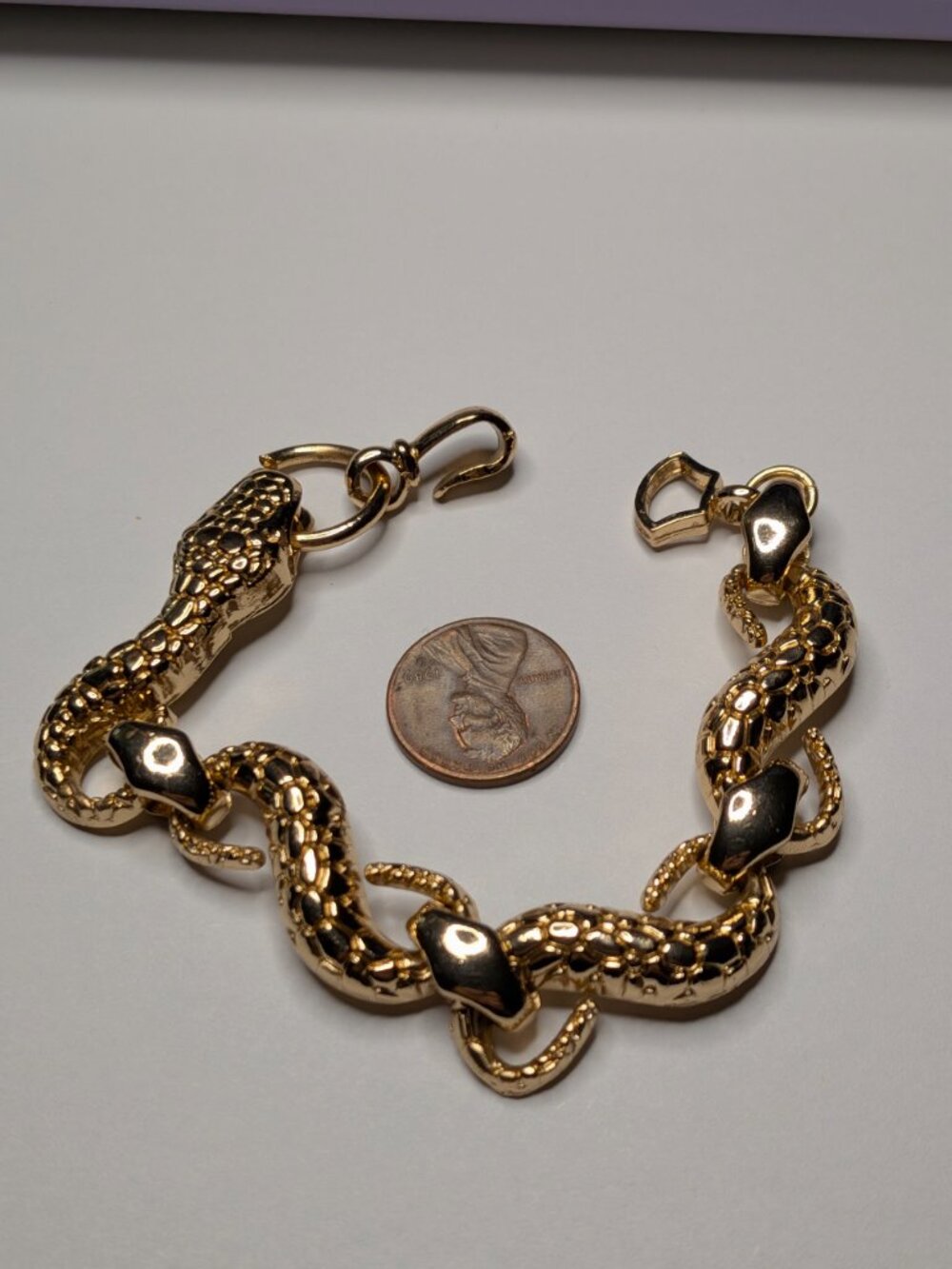Gold‑Tone Textured Snake Link Bracelet